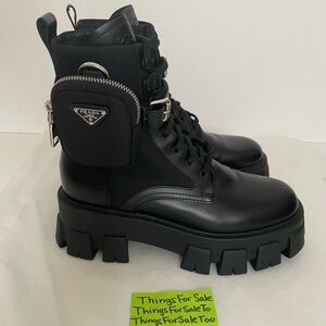 Prada Monolith Leather and Re-Nylon Boots with Pouch